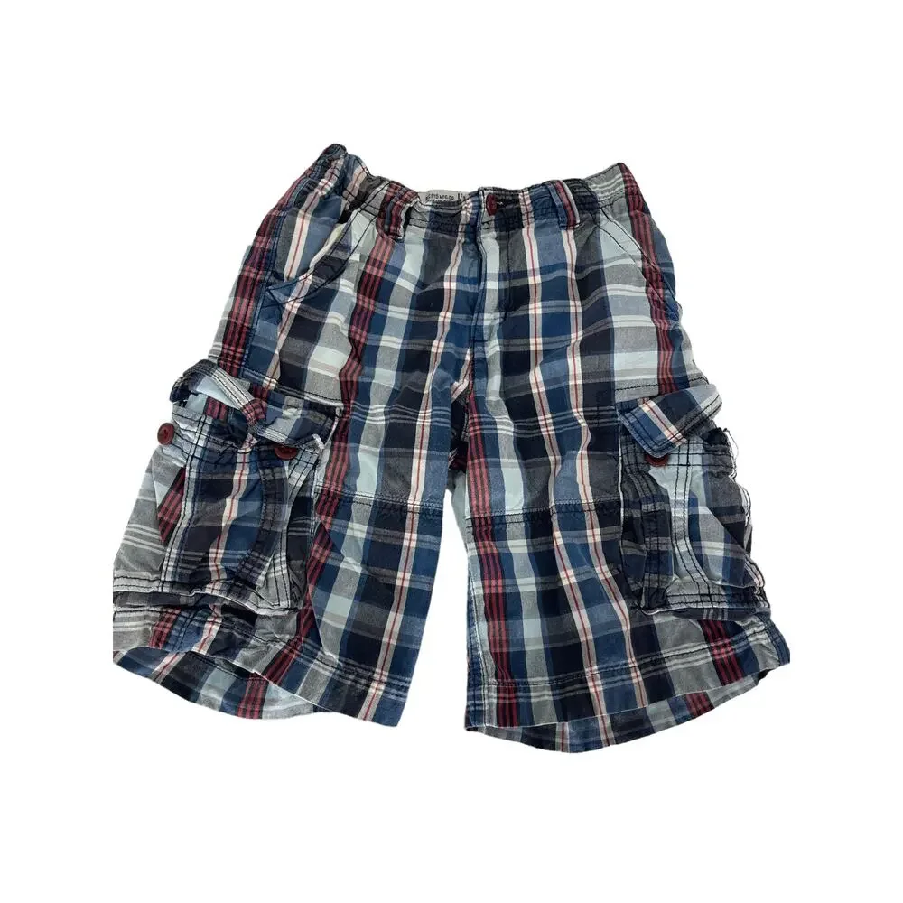 The Children's Place Boys Plaid Cargo Shorts Youth Size 8 Red White Blue
